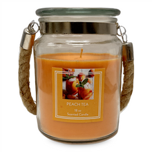 Load image into Gallery viewer, Glass Candle with Rope Handle - Peach Tea