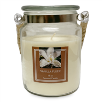 Load image into Gallery viewer, Glass Candle with Rope Handle - Peach Tea