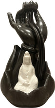 Load image into Gallery viewer, Backflow Cones Ceramic Burner 8&quot; White Kwan Ying and Hand - Model 767725