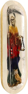 Wooden Handmade Incense Holder Boat Shape, Single - Santa Muerte Rainbow White