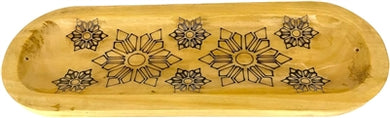 Wooden Handmade Incense Holder Boat Shape, Single - Snowflakes