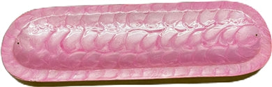 Wooden Handmade Incense Holder Boat Shape, Single - Pink, Scale Pattern