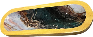 Wooden Handmade Incense Holder Boat Shape, Single - Abstract Earth Stone