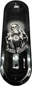 Wooden Handmade Incense Holder Boat Shape, Single - Santa Muerte Black