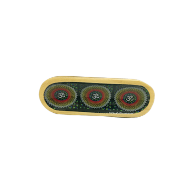 Wooden Handmade Incense Holder Boat Shape, Single - OM with Indian Circular design