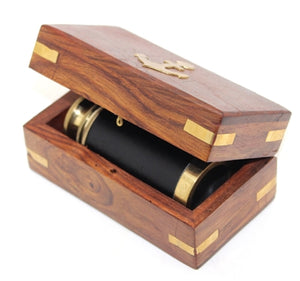 Brass Telescope with Wooden Box 6" - Nautical