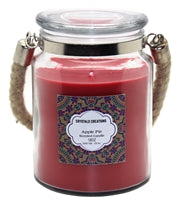Crystalo Creations 3 in 1, Apple Pie, Cinnamon, Vanilla Scented Candle with Rope Handle, 18 Ounce