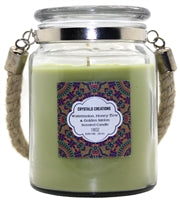 Load image into Gallery viewer, Crystalo Creations 3 in 1, Apple Pie, Cinnamon, Vanilla Scented Candle with Rope Handle, 18 Ounce