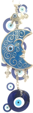 Evil Eye - Light Blue Moon with Evil Eye ornament /Charm 10
