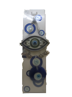 Evil Eye - White Eye Amulet with Blue outline and Evil Eye ornament /Charm 8"