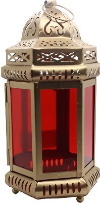 Iron & Glass Moroccan lamp (Red & gold) Model F77