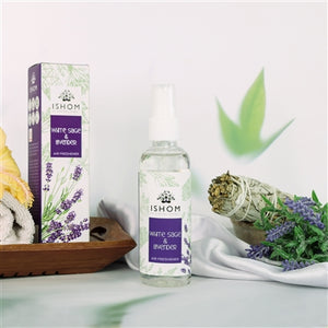 ISHOM | White Sage & Lavender Air Smudge Spray | Earthy, Sweet, Calm | 100 ML (Lavender)