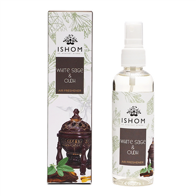 ISHOM | White Sage & Oudh Air Smudge Spray | Earthy, Woody, Musky | 100 ML (Oudh)