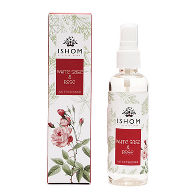 ISHOM | White Sage & Rose Air Smudge Spray | Earthy, Floral, Peace | 100 ML (Rose)