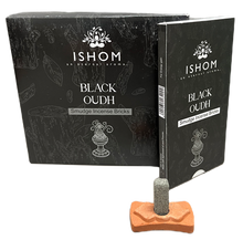 Load image into Gallery viewer, ISHOM - Black Oudh Smudge Incense Bricks, Wholesale Box of [12 packs x (15 bricks + 1 Holder)]