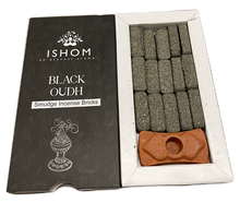 Load image into Gallery viewer, ISHOM - Black Oudh Smudge Incense Bricks, Wholesale Box of [12 packs x (15 bricks + 1 Holder)]