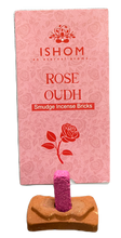 Load image into Gallery viewer, ISHOM - Rose Oudh Smudge Incense Bricks, Wholesale Box of [12 packs x (15 bricks + 1 Holder)]