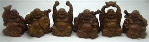 Laughing Buddha 3" Statues (Set of 6 Figurine)  Choose Color