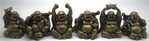 Laughing Buddha 3" Statues (Set of 6 Figurine)  Choose Color