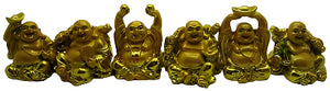 Laughing Buddha 3" Statues (Set of 6 Figurine)  Choose Color