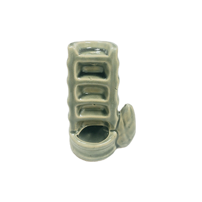 Ceramic Tea Light Oil Burner - Bamboo with Stone- Gray
