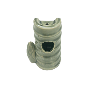 Ceramic Tea Light Oil Burner - Bamboo with Stone- Gray