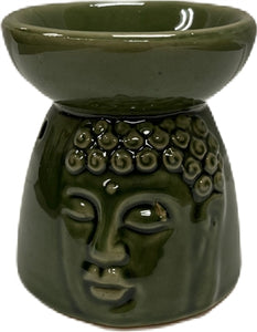 Ceramic Tea Light Oil Burner - Buddha Face Relief - Random Color