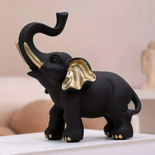 Cargar imagen en el visor de la galería, Black and Gold Elephant Statue Resin Elephant Sculpture Elephant Decoration Desktop Figurine for Home Living Room