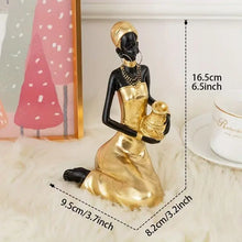Cargar imagen en el visor de la galería, African Style Resin Woman Sculpture Decor With Storage Box Handcrafted Tribal Home Decor Resin Organizer Home Jewelry Storage