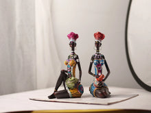 Cargar imagen en el visor de la galería, New Resin African Black Women's Sculpture Ornaments Home Living Room Desktop Decor Statues Resin Crafts Wholesale