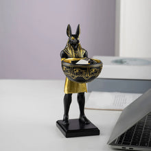 Load image into Gallery viewer, 25cm Anubis Statue Egyptian Sculpture with Bowl Anubis God Statue Ancient Egypt Decor &amp; Desktop Organizer for Keys/Jewelry
