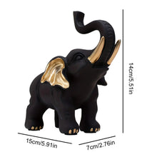 Cargar imagen en el visor de la galería, Black and Gold Elephant Statue Resin Elephant Sculpture Elephant Decoration Desktop Figurine for Home Living Room
