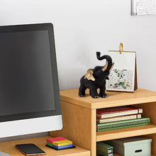 Cargar imagen en el visor de la galería, Black and Gold Elephant Statue Resin Elephant Sculpture Elephant Decoration Desktop Figurine for Home Living Room