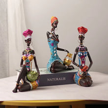 Cargar imagen en el visor de la galería, New Resin African Black Women's Sculpture Ornaments Home Living Room Desktop Decor Statues Resin Crafts Wholesale