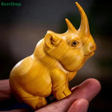 Cargar imagen en el visor de la galería, Wooden Carved African Trio:Rhinoceros,Hippopotamus,And Elephant Figurines,Creative Car And Home Decor Crafts