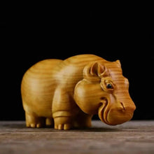 Cargar imagen en el visor de la galería, Wooden Carved African Trio:Rhinoceros,Hippopotamus,And Elephant Figurines,Creative Car And Home Decor Crafts
