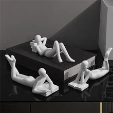 Cargar imagen en el visor de la galería, AA81-Nordic Reading Statue Resin Figurines Desktop Decor Sculpture Modern Art Ornament Home Office Decor Craft