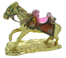 Load image into Gallery viewer, Golden Small Horse - Bejeweled Trinket Box