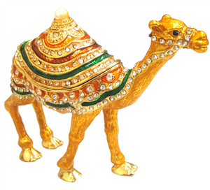 Gold Camel- Bejeweled Trinket Box