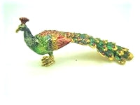 Load image into Gallery viewer, Large and Colored Green Peacock - Bejeweled Trinket Box