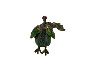 Large and Colored Green Peacock - Bejeweled Trinket Box