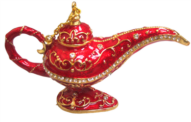 Red Genie Lamp- Bejeweled Trinket Box