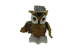 Graduating Owl with Open Book - Bejeweled Trinket Box