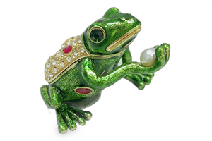 Frog with a Pearl- Bejeweled Trinket Box - TRNK-3138